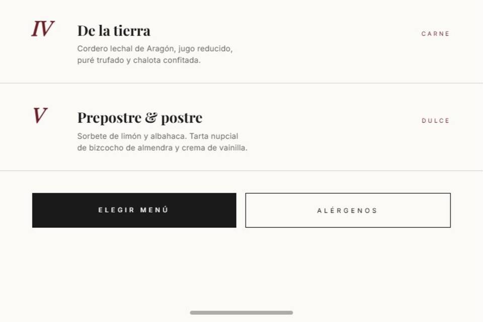 Menu degustación
