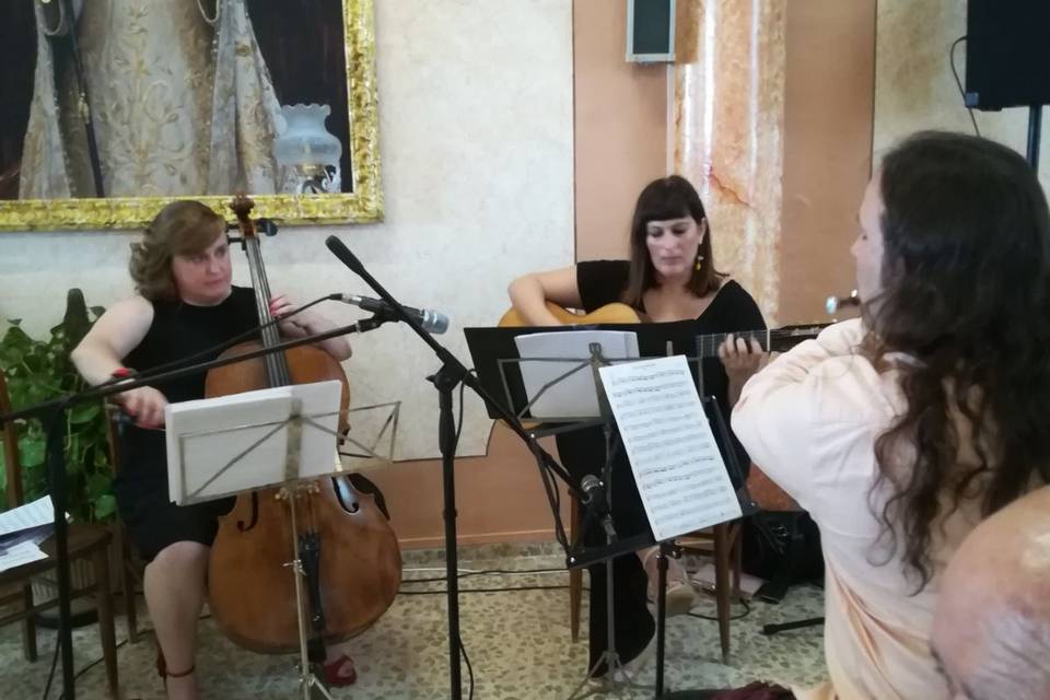 Flauta, guitarra y cello