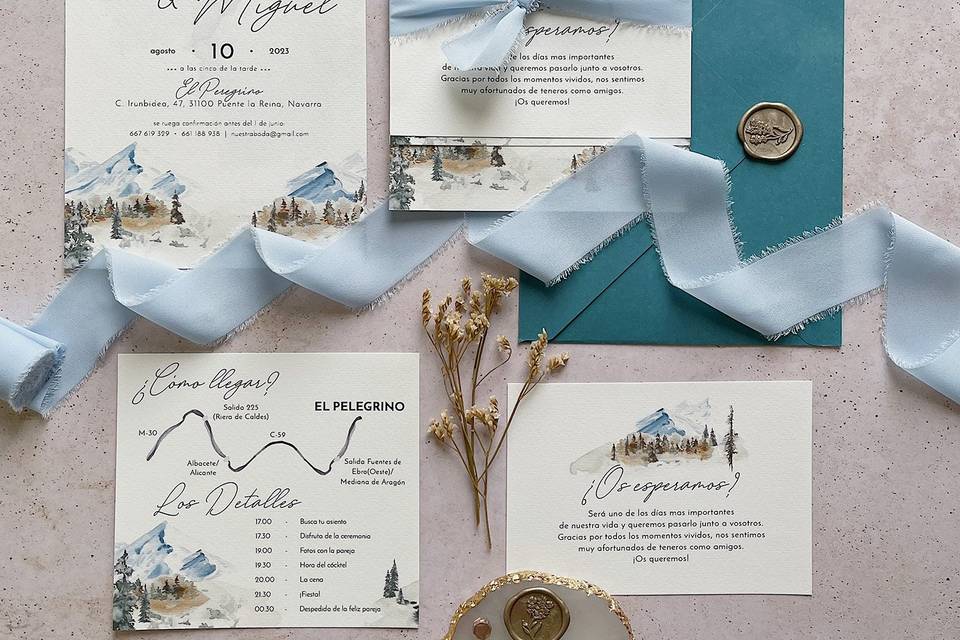 Invitación de boda montaña