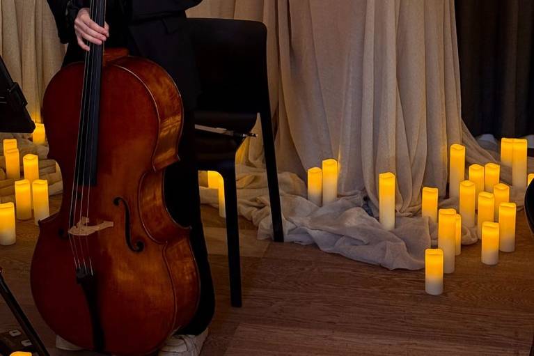 Chelista entre velas