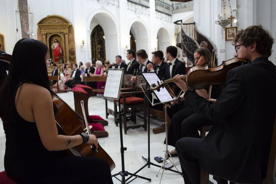 Trío de cuerda en la iglesia