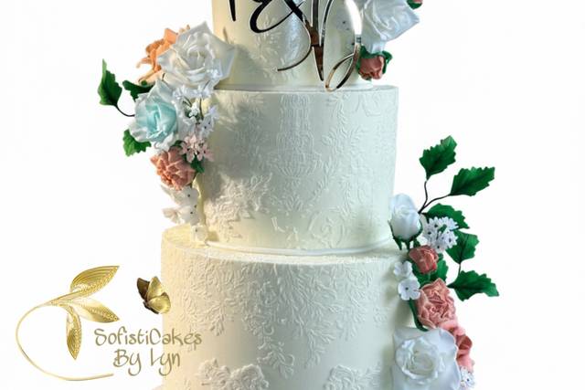 With handmade flowers