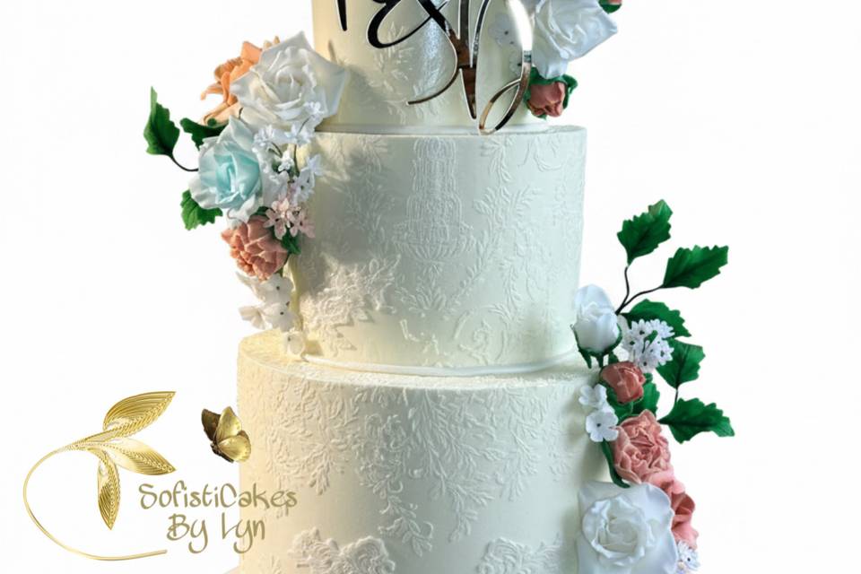 With handmade flowers