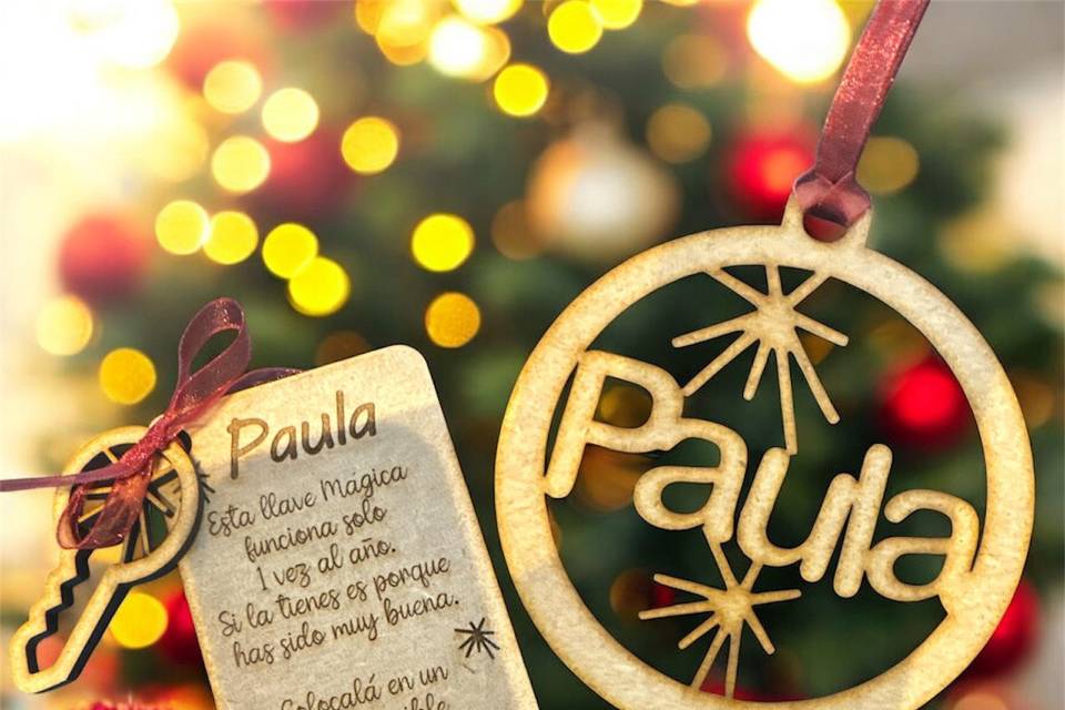 Bola de navidad, y tabla llave