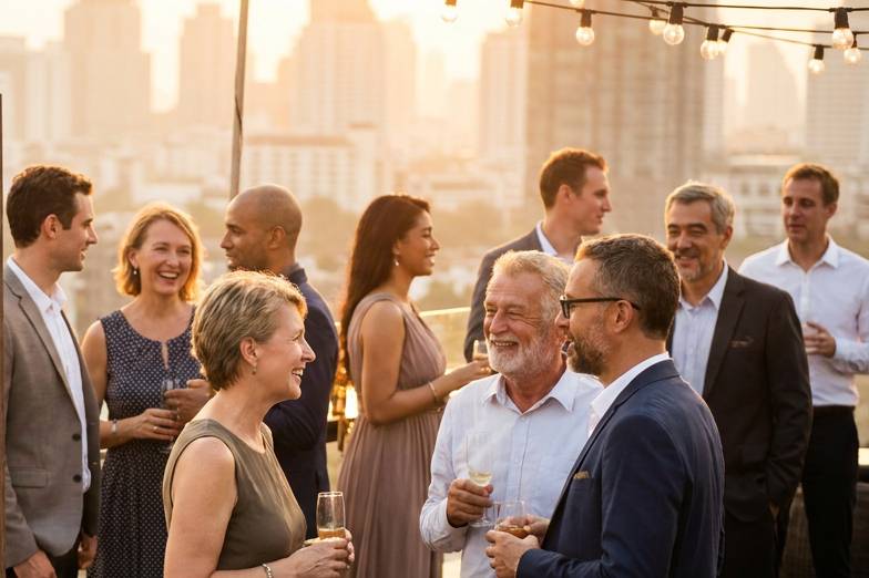Invitados en la terraza
