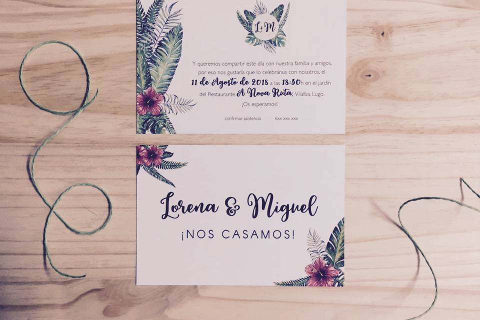 Invitación boda tropical