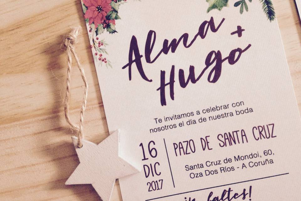 Invitación boda navideña