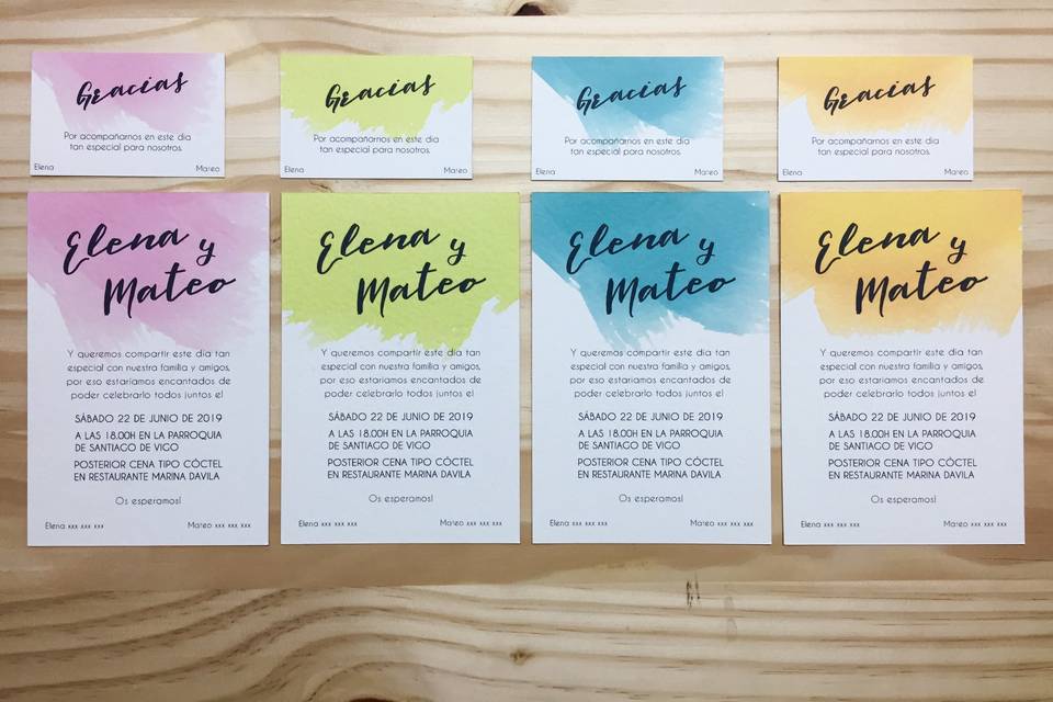 Invitación+papelería acuarela