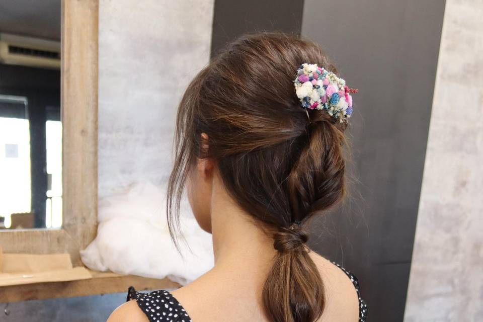 Trenza + coleta con globo