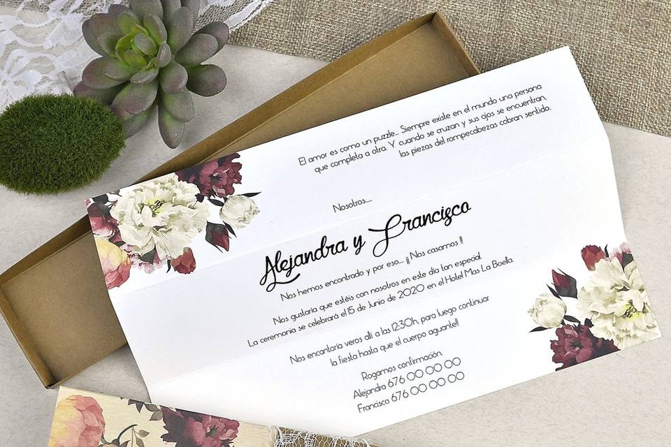 Invitación de boda caja