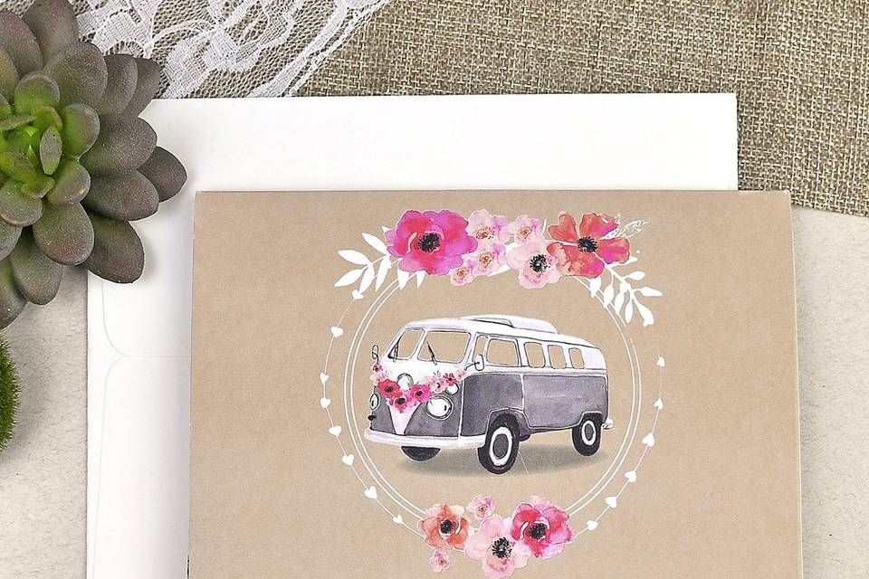 Invitación de boda hippie