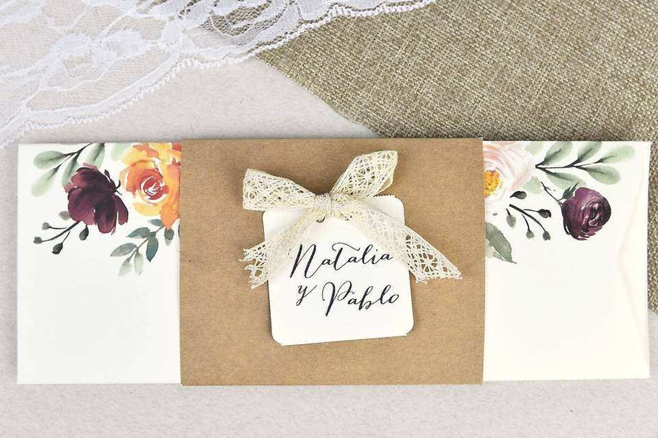 Invitación de boda floral