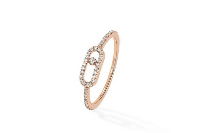Alianza en oro rosa con diamantes