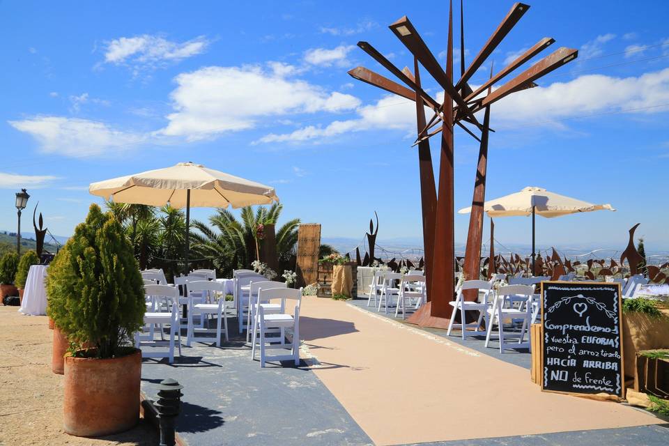 Boda civil en terraza panorámica