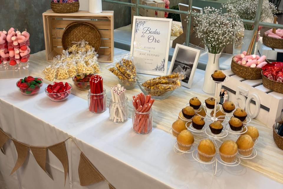 Mesa Dulce para bodas de oro