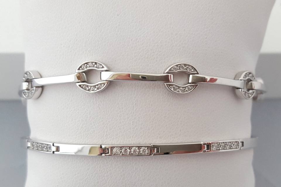 Pulseras de plata rodiada