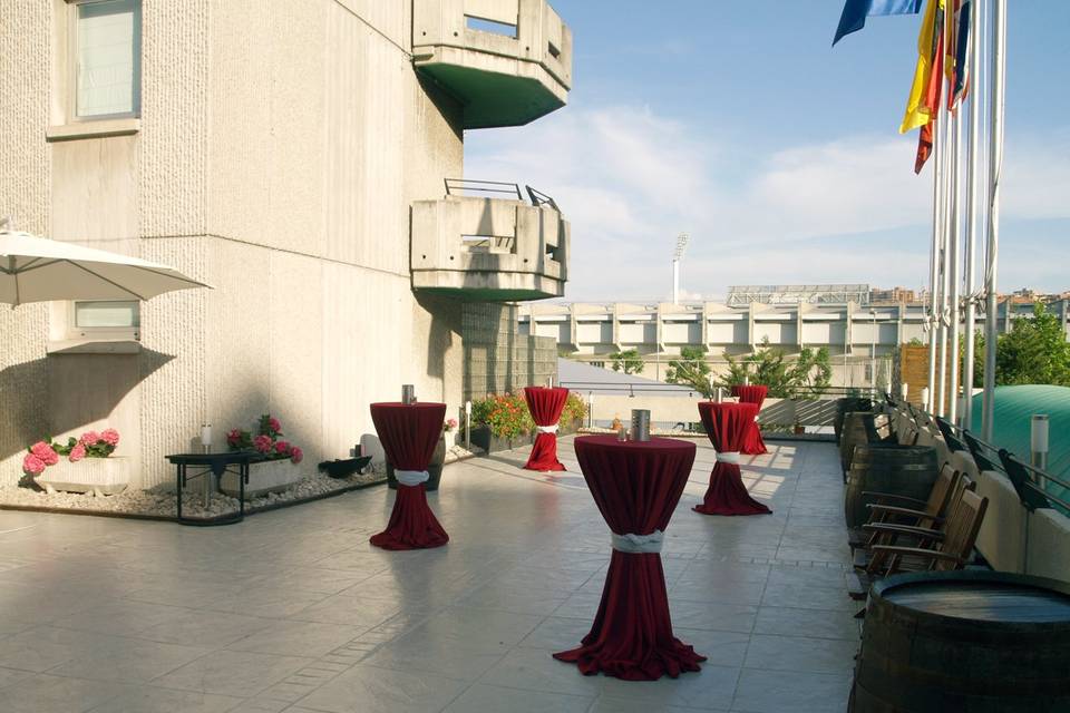 Terraza montada para el aperitivo