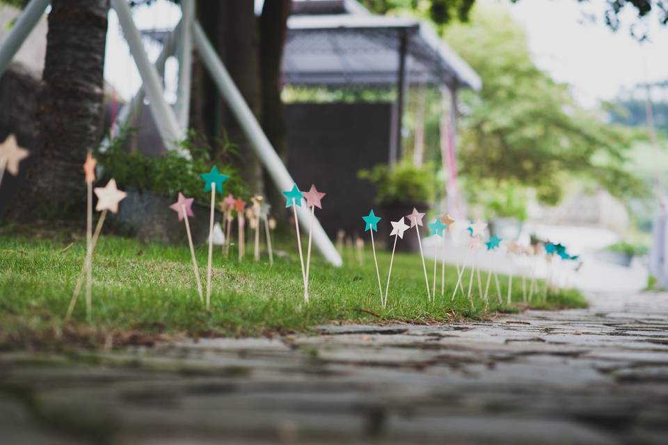 Detalle boda camino estrellas