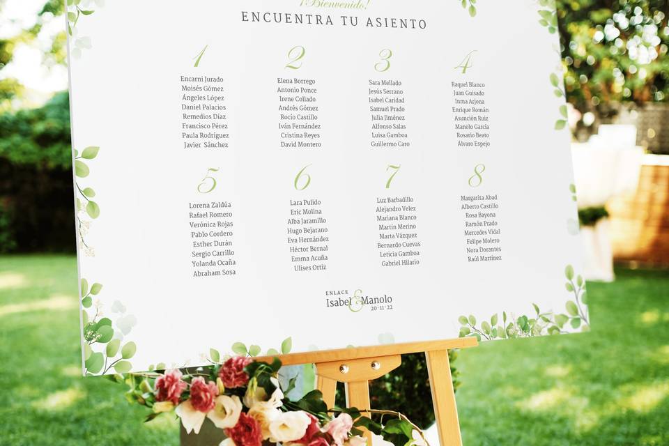 Seating plan para bodas