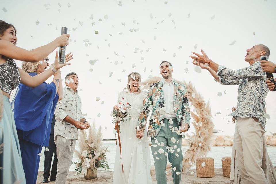 Celebración de boda en la playa