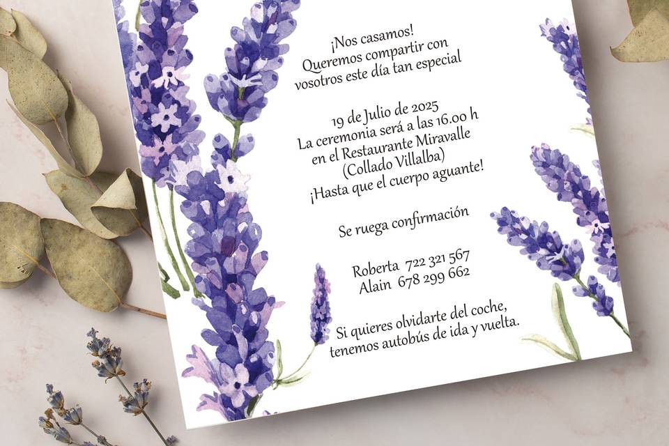 Invitación lavanda