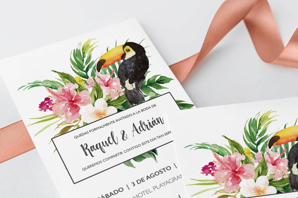 Invitación floral rombo