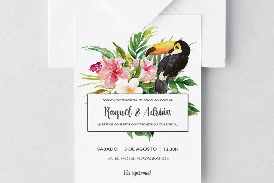 Invitación tropical pelicano