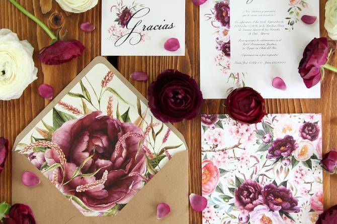 Invitación de boda Bordeaux