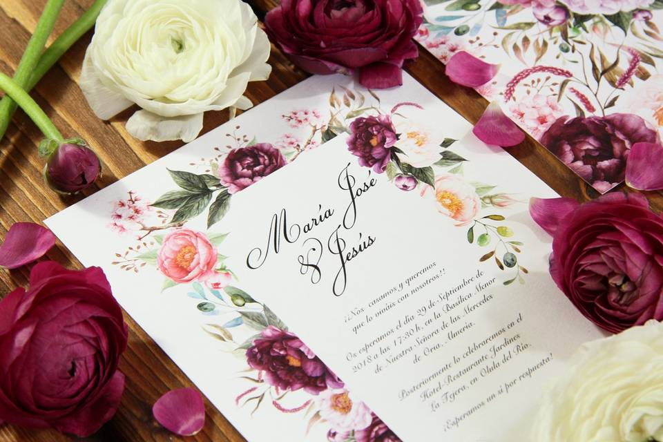 Invitación de boda Bordeaux