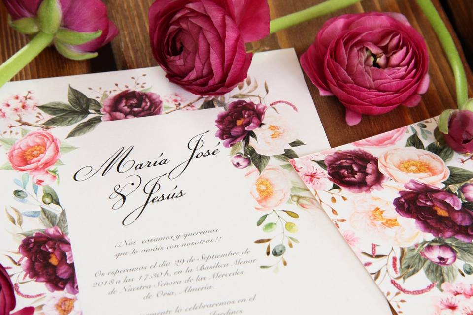 Invitación de boda Bordeaux