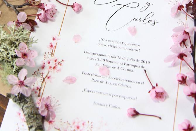 Invitación de boda primavera