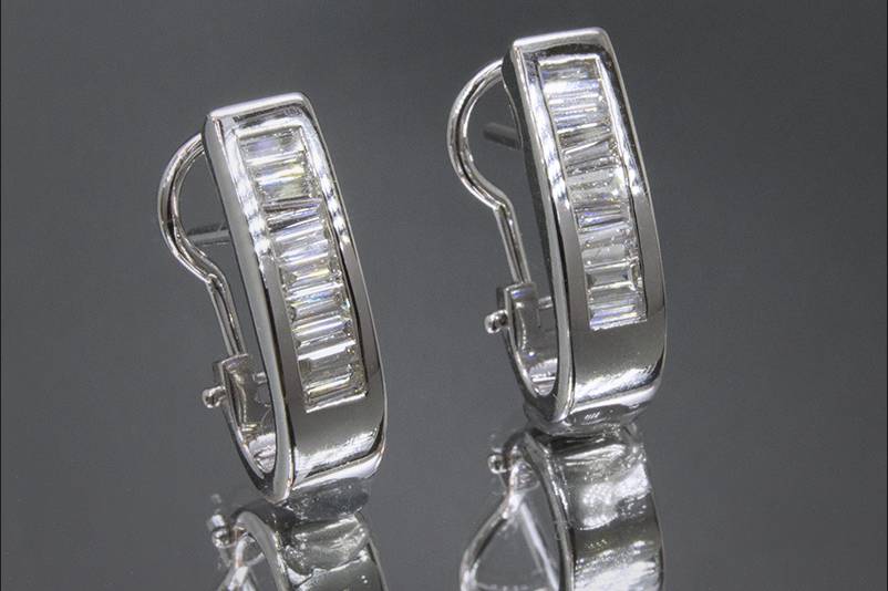 Pendientes diamantes baguette