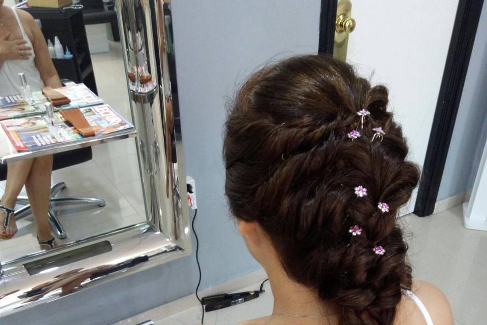 Trenza con flores