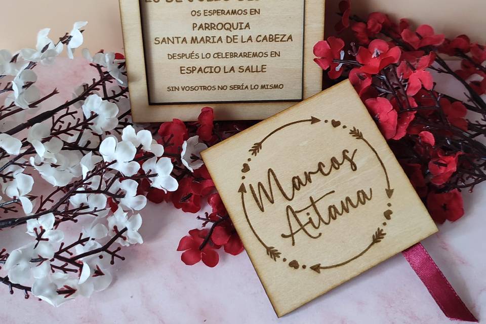 Invitación de boda cuadrada