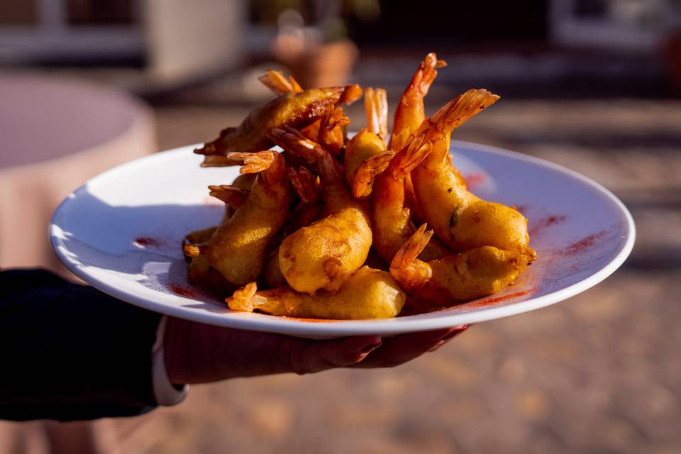 Gamba en tempura ligera