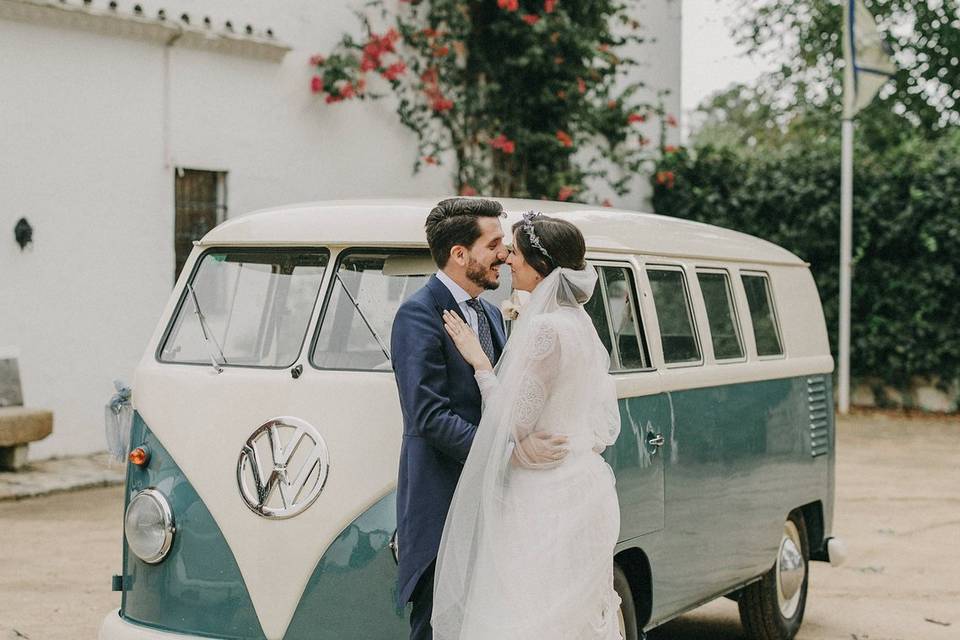 Boda VW T1 furgo verde agua