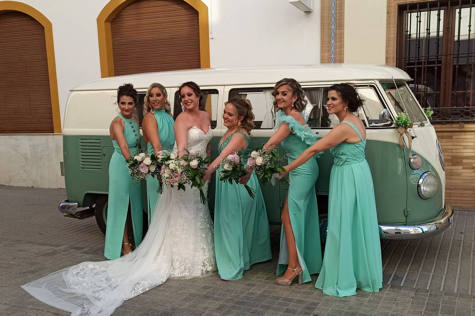 Boda Volkswagen T1 verde agua