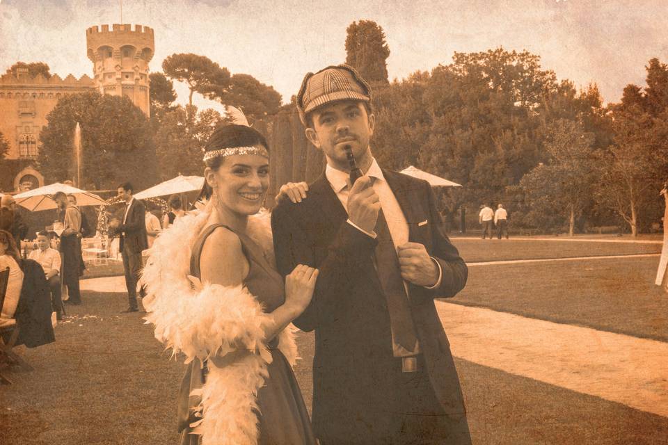 Foto de la pareja en sepia