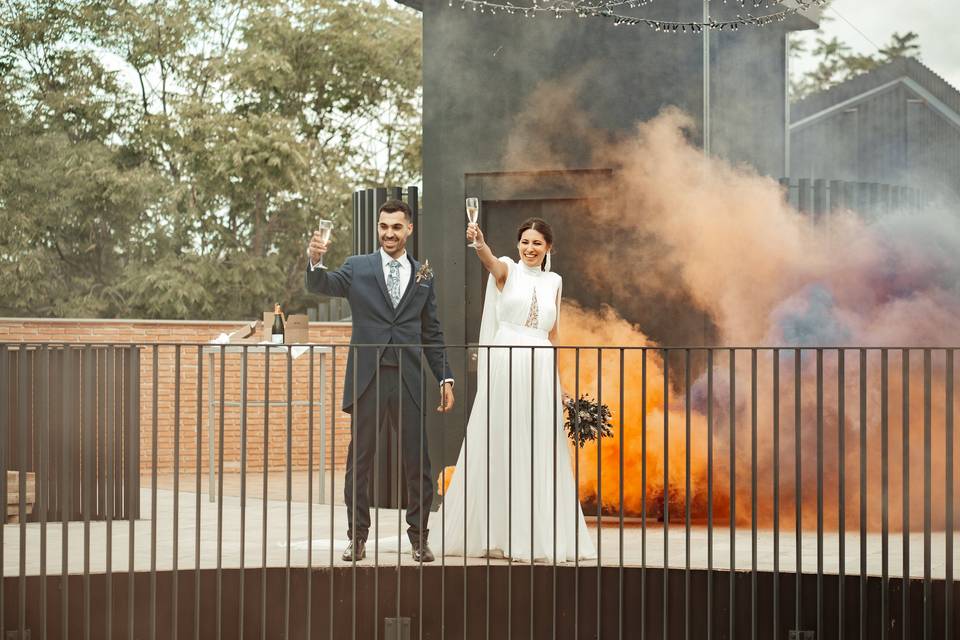 LLegada cóctel novios