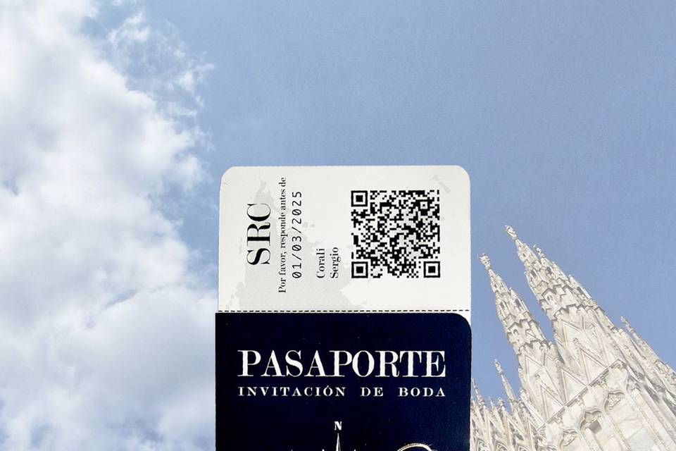 Invitación de boda pasaporte