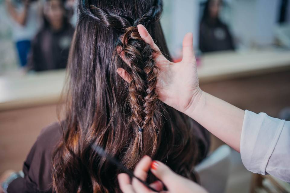 Trenza con flores