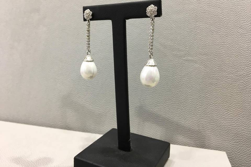 Pendientes novia plata y perla