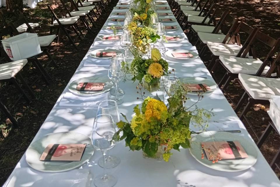 Banquete bajo ina pomarada
