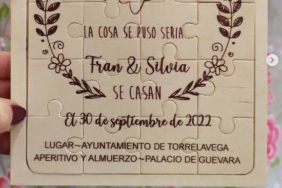 Invitación puzle madera