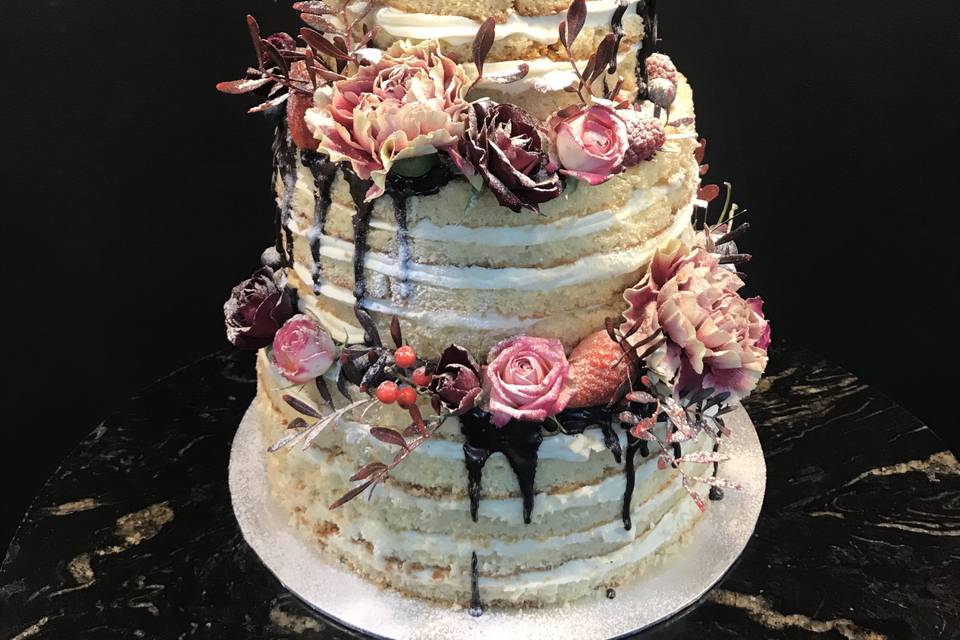 Tarta naked cake floral