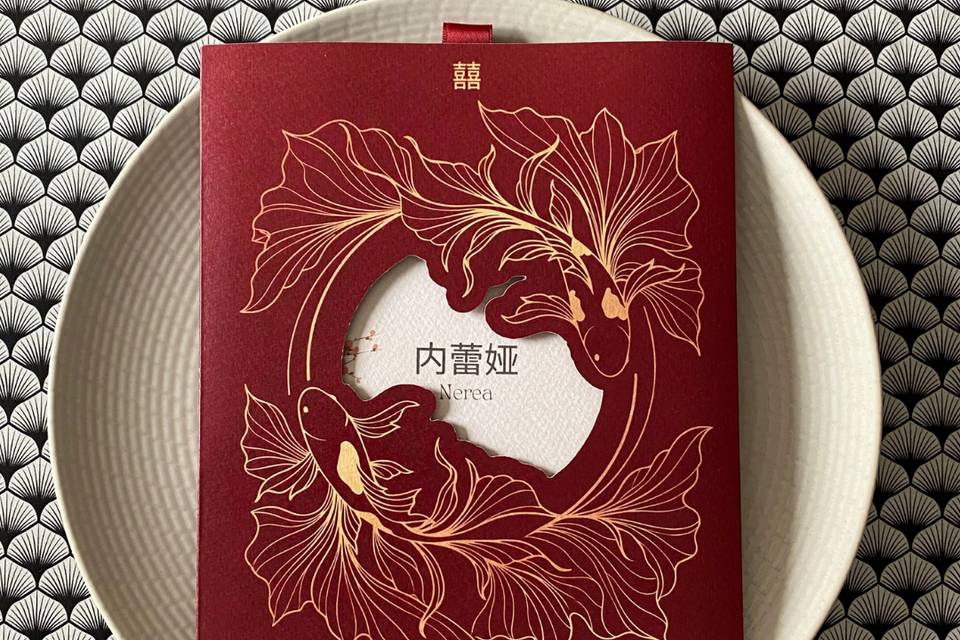 Invitación oriental troquelada