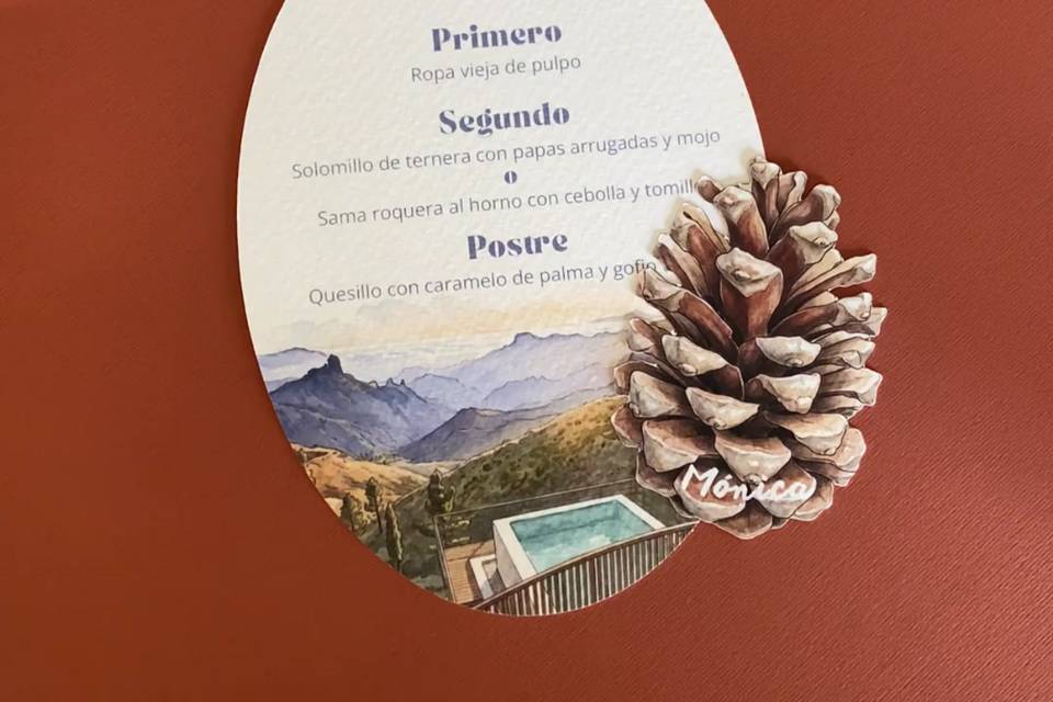 Minuta con acuarela de cumbre