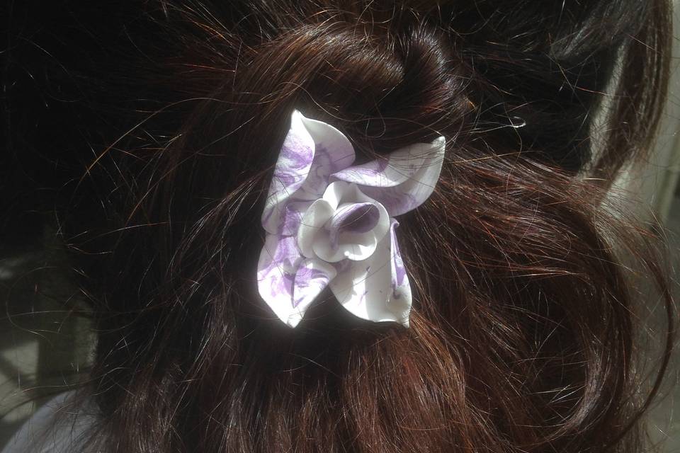 Flor estrella blanca y violeta