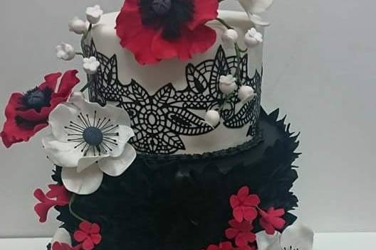 Tarta de boda amapolas