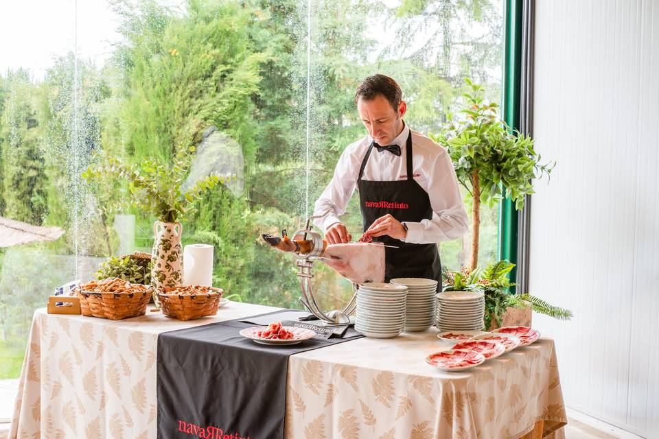 Estación de catering al aire libre
